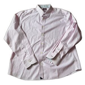 UNTUCKit Douro Wrinkle Free Striped Cotton Dress Shirt Pink White Men's XL